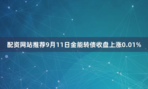 配资网站推荐9月11日金能转债收盘上涨0.01%